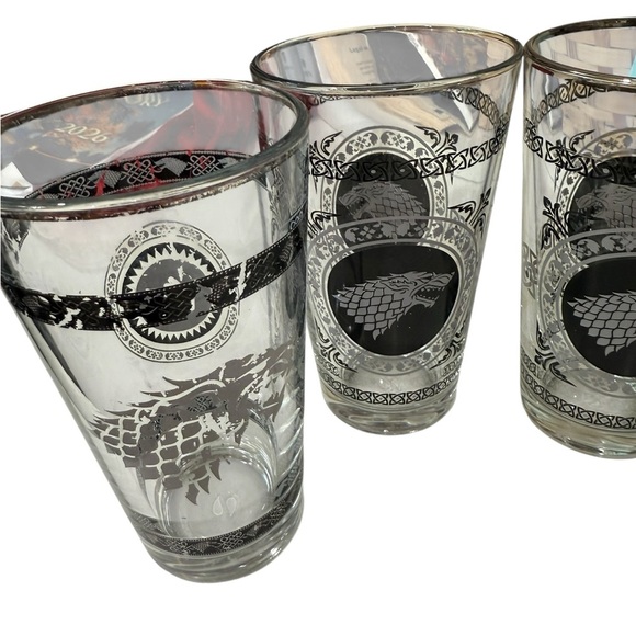 Game of Thrones Tumbler Black Seawolf Crown Drinking Glasses 6 inches lot of 4 - Picture 4 of 9